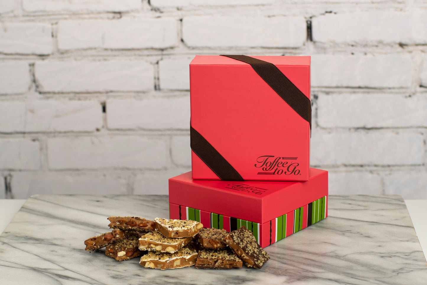 Classic Pink and Brown Box of Assorted Toffee