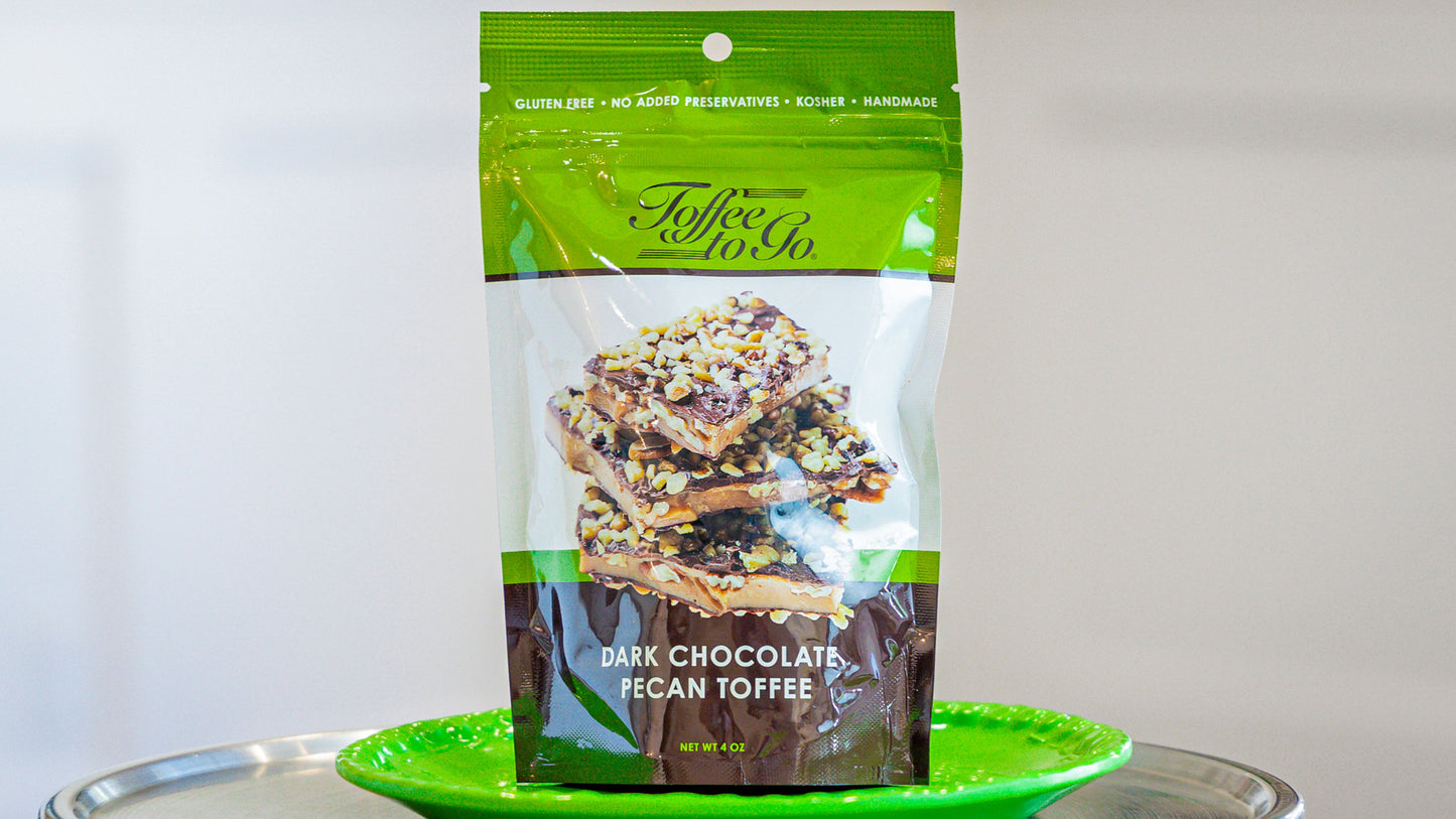Resealable Bag of Dark Chocolate Pecan Toffee