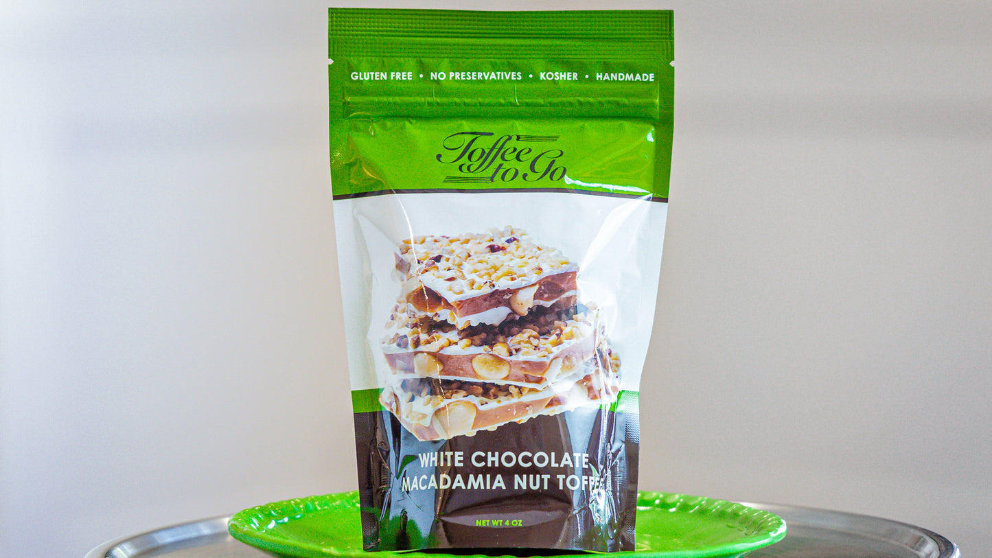 Resealable Bag of White Chocolate Macadamia Nut Toffee