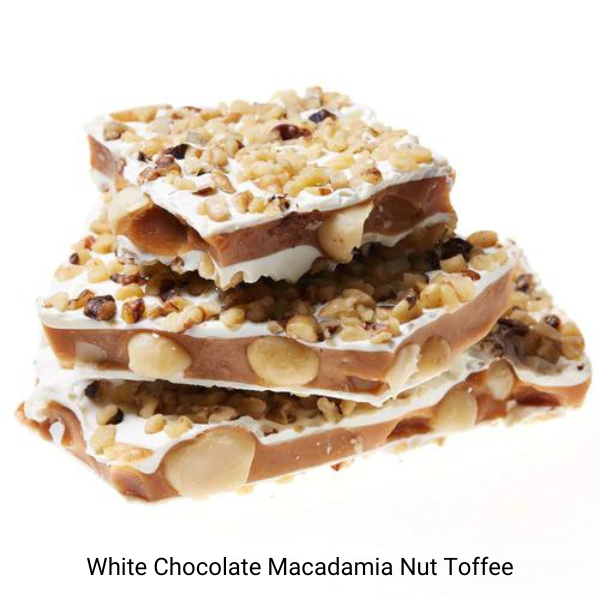white chocolate macadamia nut toffee