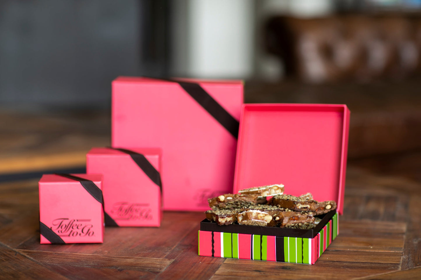Classic Pink Collection of boxes with toffee