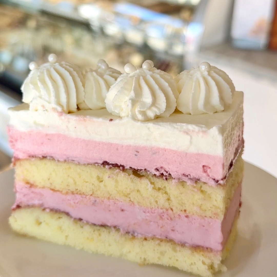 Raspberry Cream Cake Slice